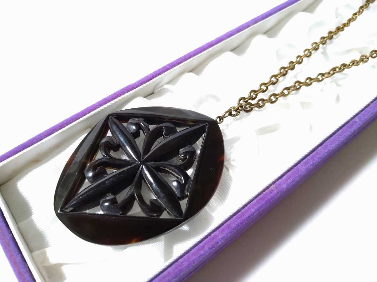 本べっ甲 透かし彫りデザイン ネックレス 天然工房 べっこう屋さん 本 β 本