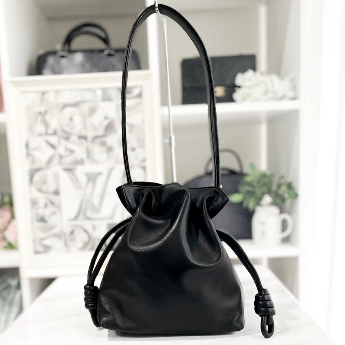 美品☆ ロエベ フラメンコ ノット 黒 レザー ショルダーバッグ ロエベ 