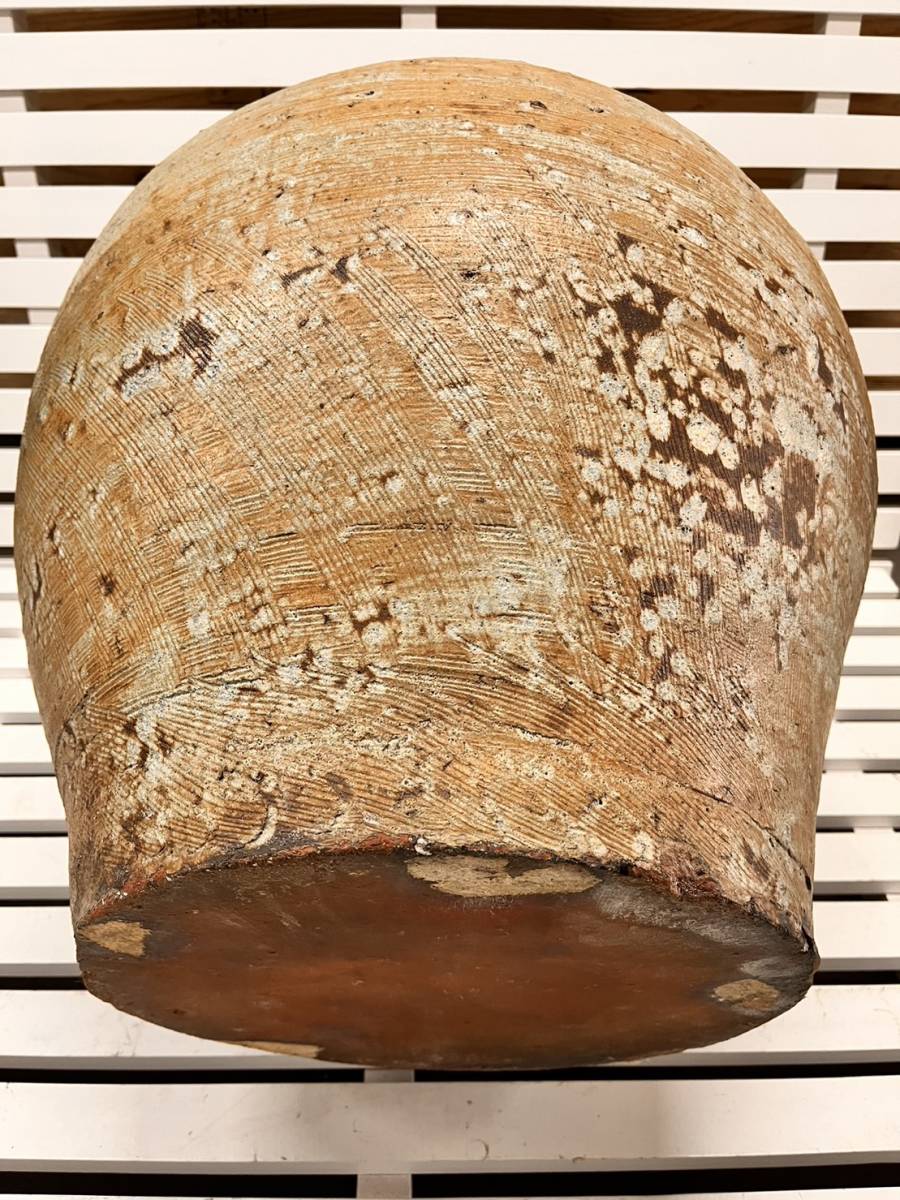 備前壺 時代物 高さ約50㎝ 備前焼 古備前 伊部焼 自然釉 扁壺 古民具 