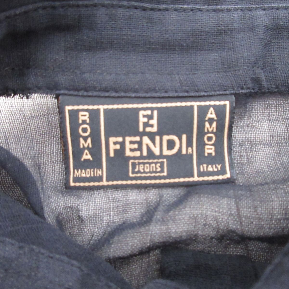 良品 ヴィンテージ FENDI JEANS フェンディ ズッカ柄 長袖 シアー