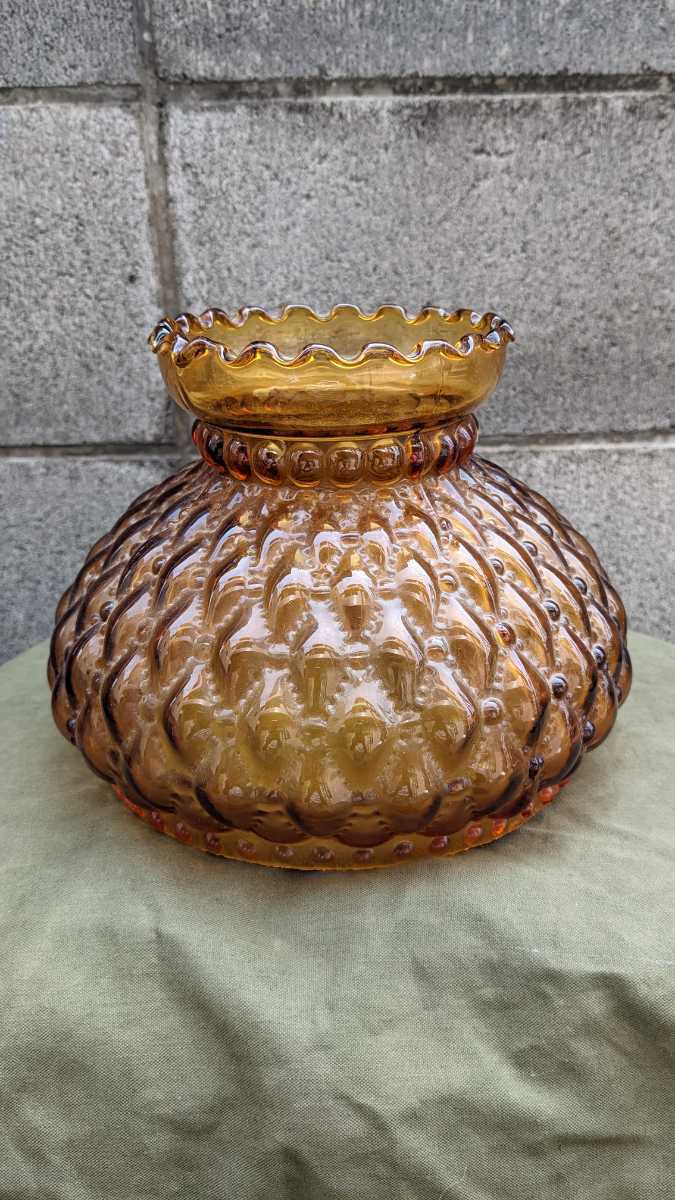 ビンテージ アンバーシェード テーブルランプ シェード ガラスシェード