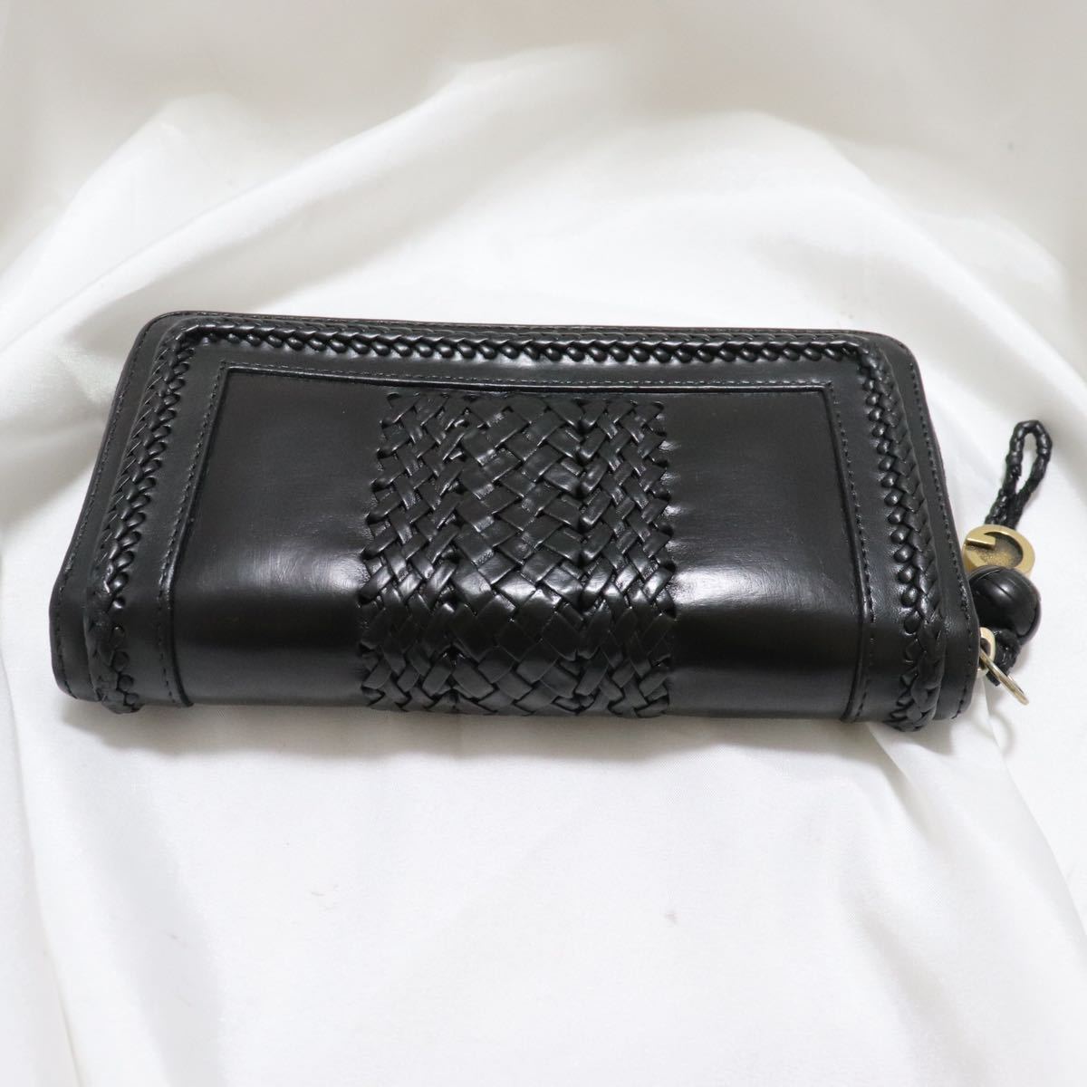 1円【極美品・廃盤品】GUCCI グッチ ウーブンウェブ 長財布 牛革