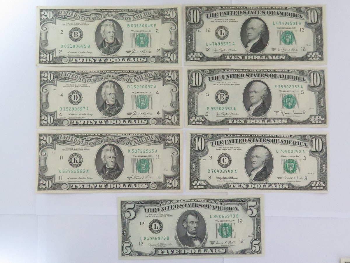 1円～ おたからや☆W1016-01 アメリカ紙幣まとめて 20ドル、10ドル、
