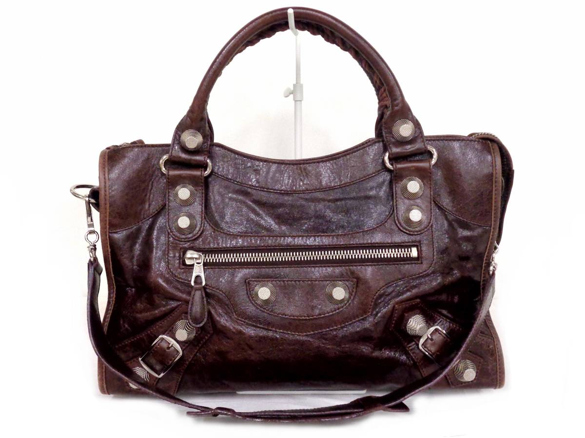APA553●【BALENCIAGA/バレンシアガ】ジャイアントシティ ショルダー/ハンドバッグ シープスキン 173084 ■NJ328 バレンシアガ BALENCIAGA 3XL TAV37 バックロゴプル 「バレンシアガ
