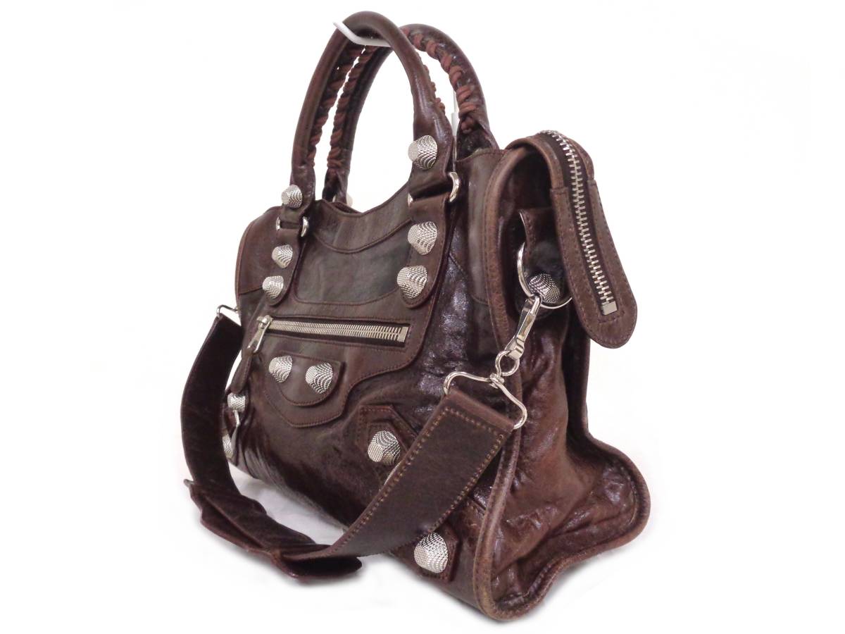 APA553●【BALENCIAGA/バレンシアガ】ジャイアントシティ ショルダー/ハンドバッグ シープスキン 173084 ■NJ328 バレンシアガ BALENCIAGA 3XL TAV37 バックロゴプル 「バレンシアガ