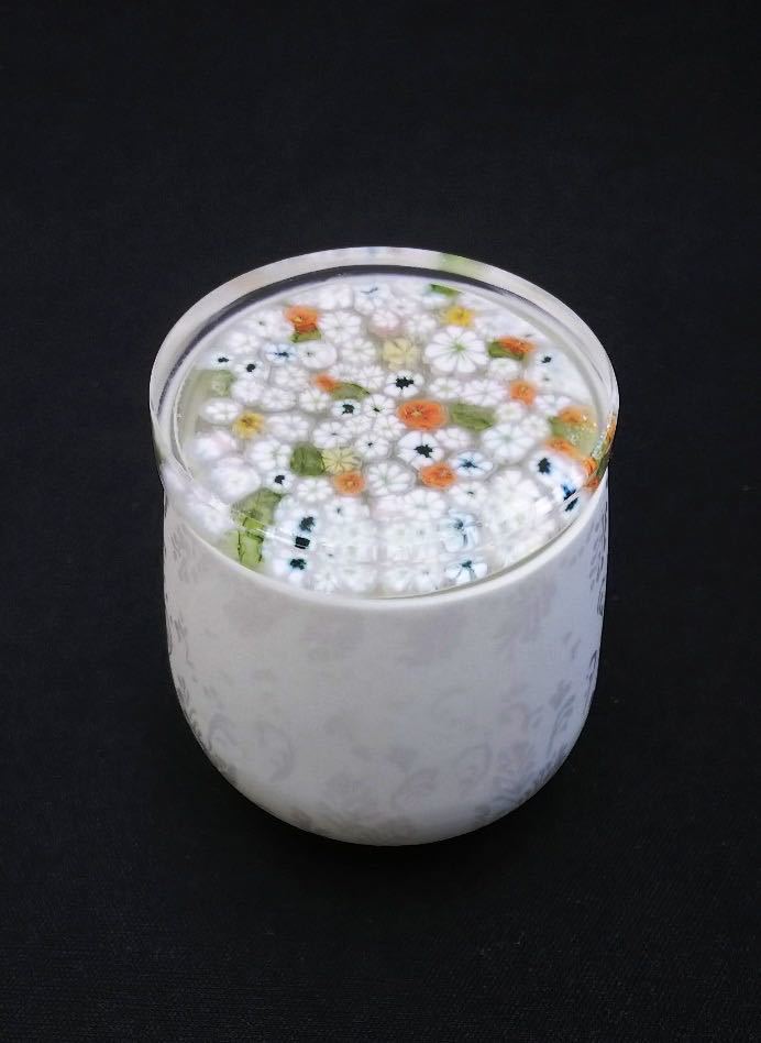 ガラス作家 藤原奈津江先生作 吹きガラス茶器 「花影野の花」2