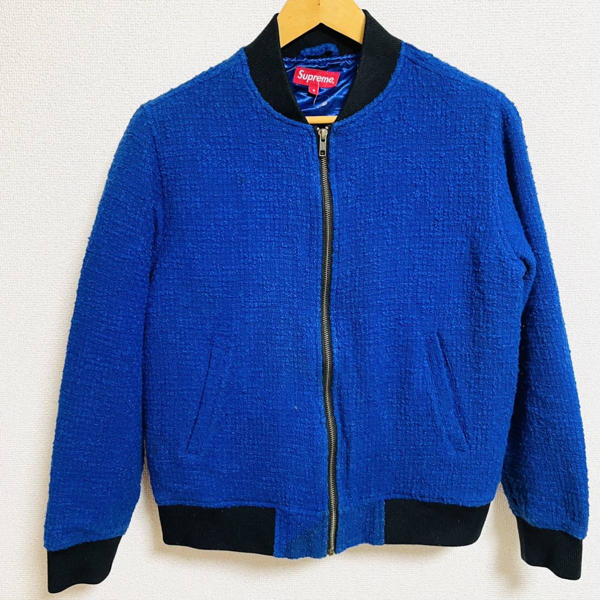 Supreme Boucle Arc Logo Varsity Jacket Royal Black S 16ss 2016年 