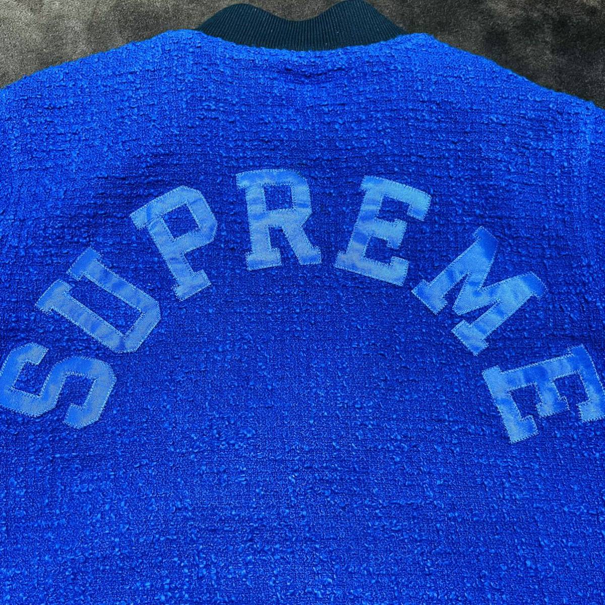 Supreme Boucle Arc Logo Varsity Jacket Royal Black S 16ss 2016年 