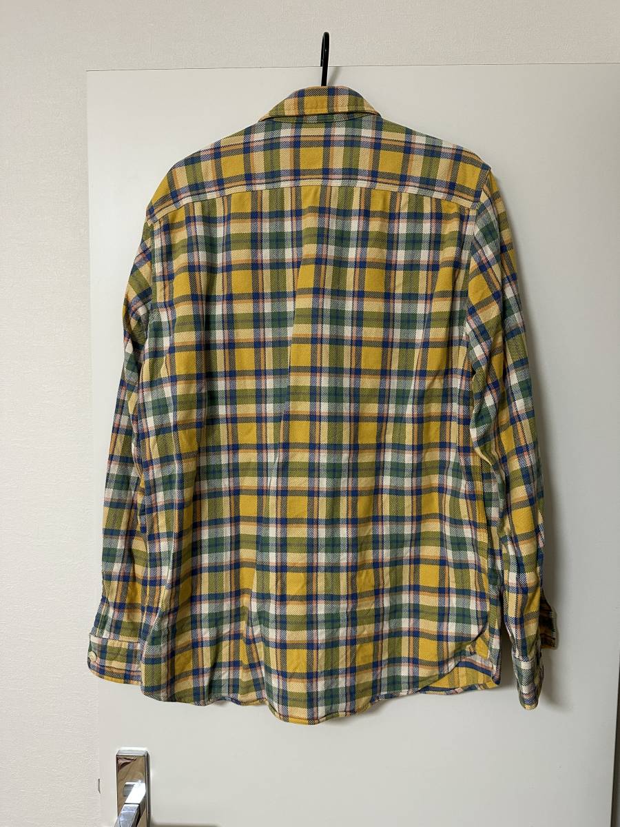 RRL ダブルアールエル ラルフローレン チェック Mサイズ チェック柄 チェックシャツ イエロー DOUBLE オンブレチェックシャツ ネルシャツ M RL コットン チェックワークシャツ Lauren