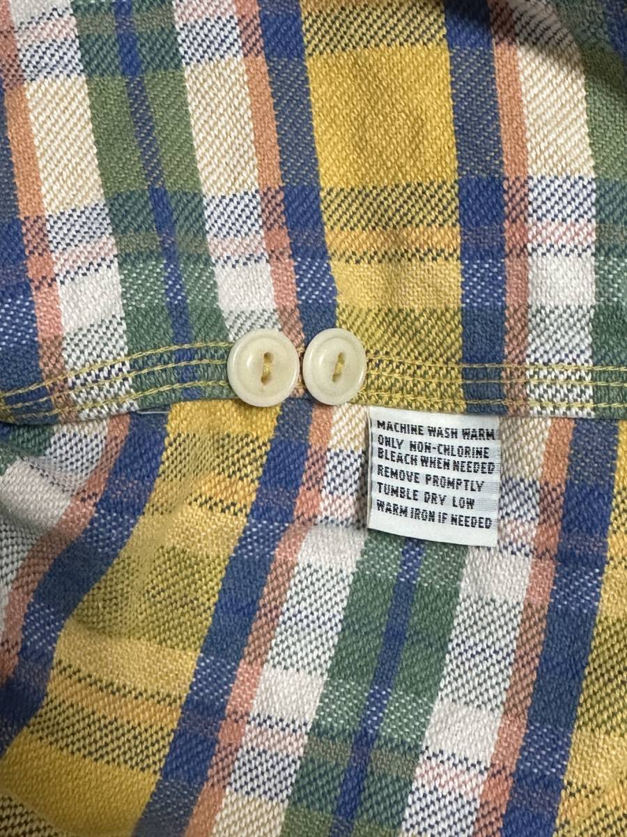 RRL ダブルアールエル ラルフローレン チェック Mサイズ チェック柄 チェックシャツ イエロー DOUBLE オンブレチェックシャツ ネルシャツ M RL コットン チェックワークシャツ Lauren