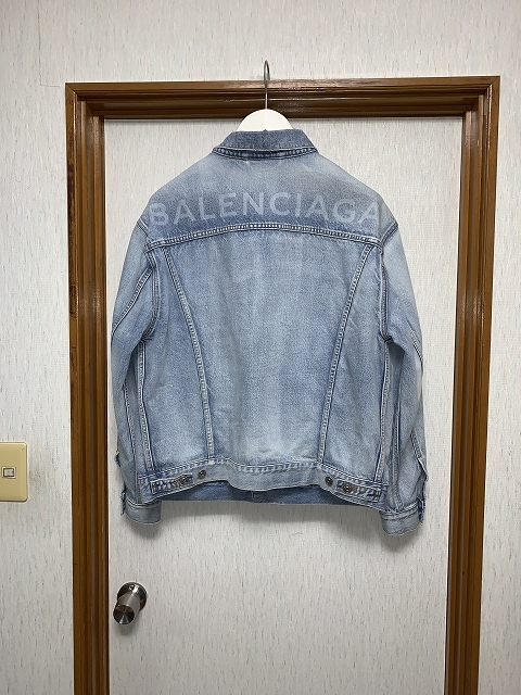 44 美品 18ss BALENCIAGA ロゴ デニムジャケット バレンシアガ 509117