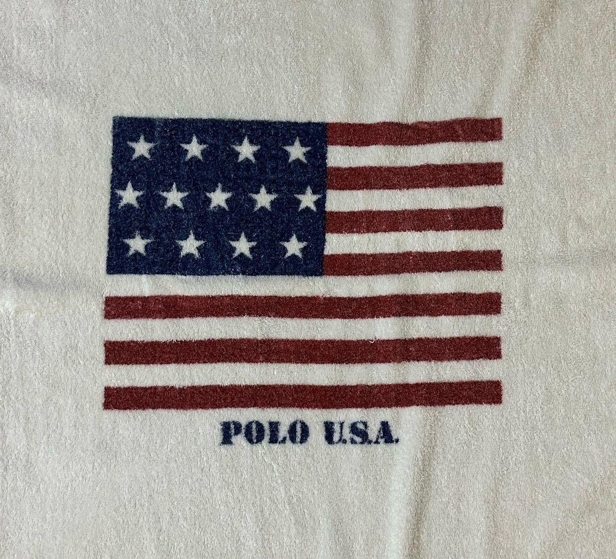 値下げ！POLO BEAR　大判バスタオル　ブランケット　タオル　USA製 POLO LALPHLAUREN 大判バスタオル ブランケット 星条旗 USA製 80's