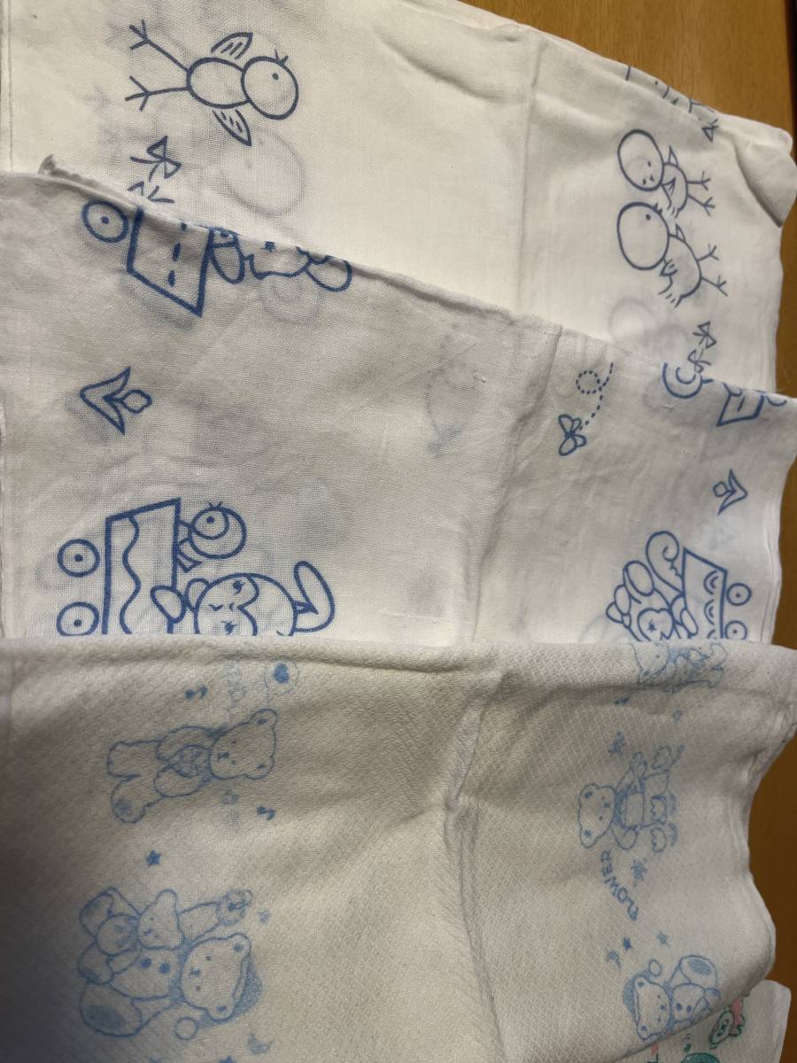 昭和レトロねずみさん柄布おむつ2点セット20枚さらし生地リメイク 中古】
