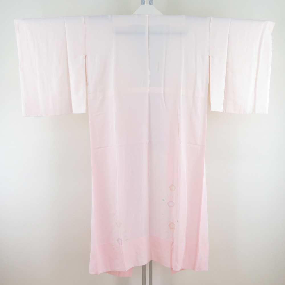 襦袢 梅 絞り ピンク色 長襦袢 袖無双 バチ衿 正絹 半衿付 仕立て上がり カジュアル 身丈130cm