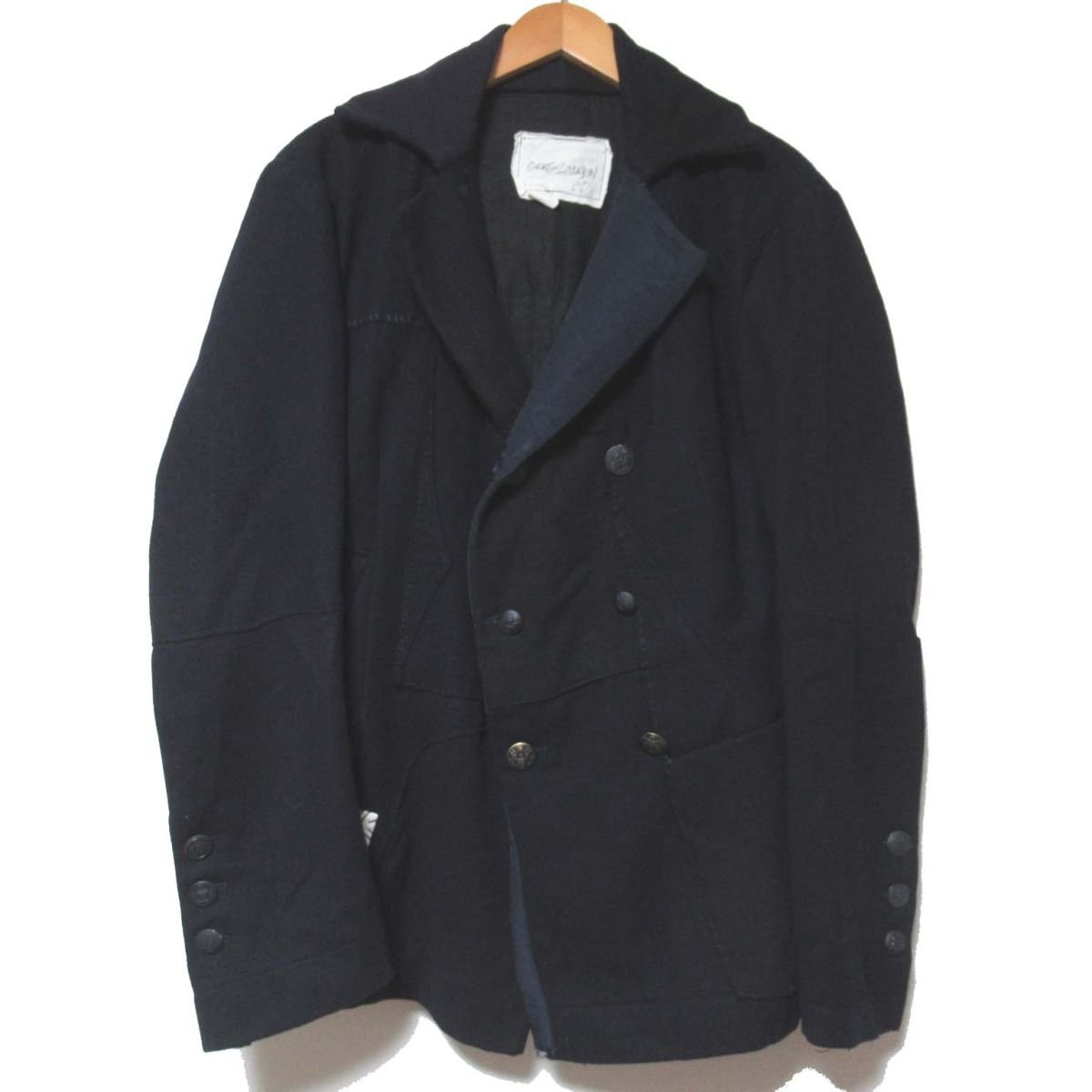 美品 GREG LAUREN グレッグローレン 再構築 ドッキング Pコート ジャケット サイズ1 紺 ネイビー C0904