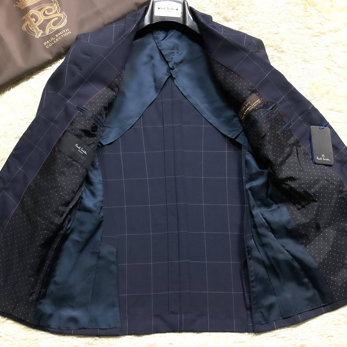 美品 ポールスミス ロンドン ケンジントン 水玉 スーツセットアップ 黒