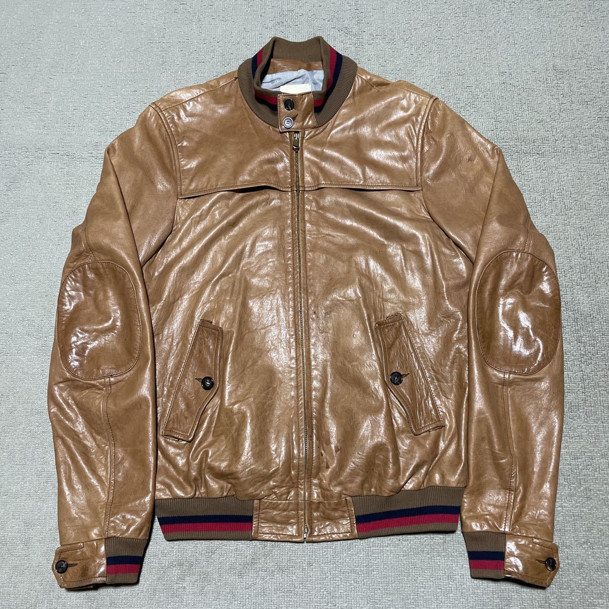 人気，新品 BAND OF OUTSIDERS バンドオブアウトサイダース レザー ハリントン ジャケット ブルゾン 2 M スウィングトップ エルボーパッチ アメトラ(Mサイズ)｜売買されたオークション情報、yahooの商品情報を ジャンパー、ブルゾン一般