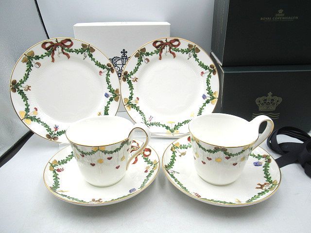 SALE，得価 ロイヤルコペンハーゲン ROYAL COPENHAGEN スター フルーテッド クリスマス カップ＆ソーサー2客 19㎝プレート&times;2枚 6点セット(ロイヤルコペンハーゲン)｜売買されたオークション情報、yahooの ロイヤルコペンハーゲン