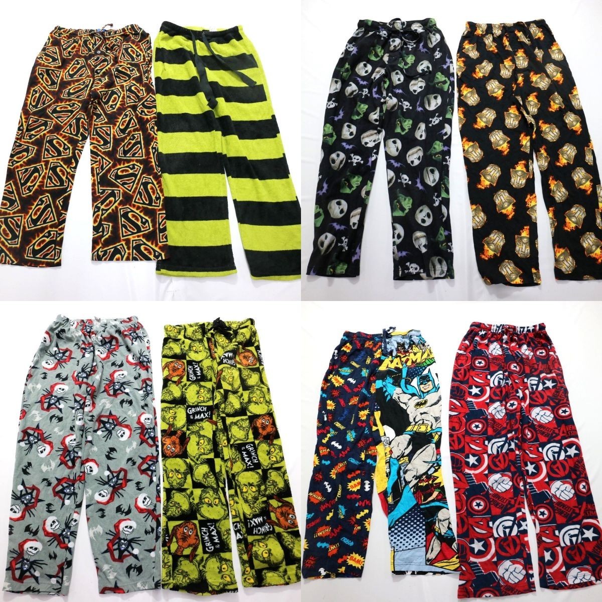 ◎パジャマパンツMIX set アメコミ ボーダー柄 他 (メンズM) 8枚セット 