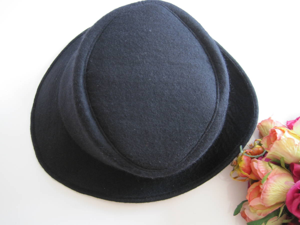 ★B-７０・美品・コムデギャルソン・JUNYA WATANABE・SEPT BLEUS・ジュンヤワタナベ・黒の帽子・毛×レーヨン・送料３５０円★