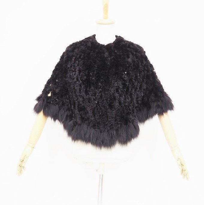 美品 Paula Lishman ファーコート ケープ ポンチョ ケープコート