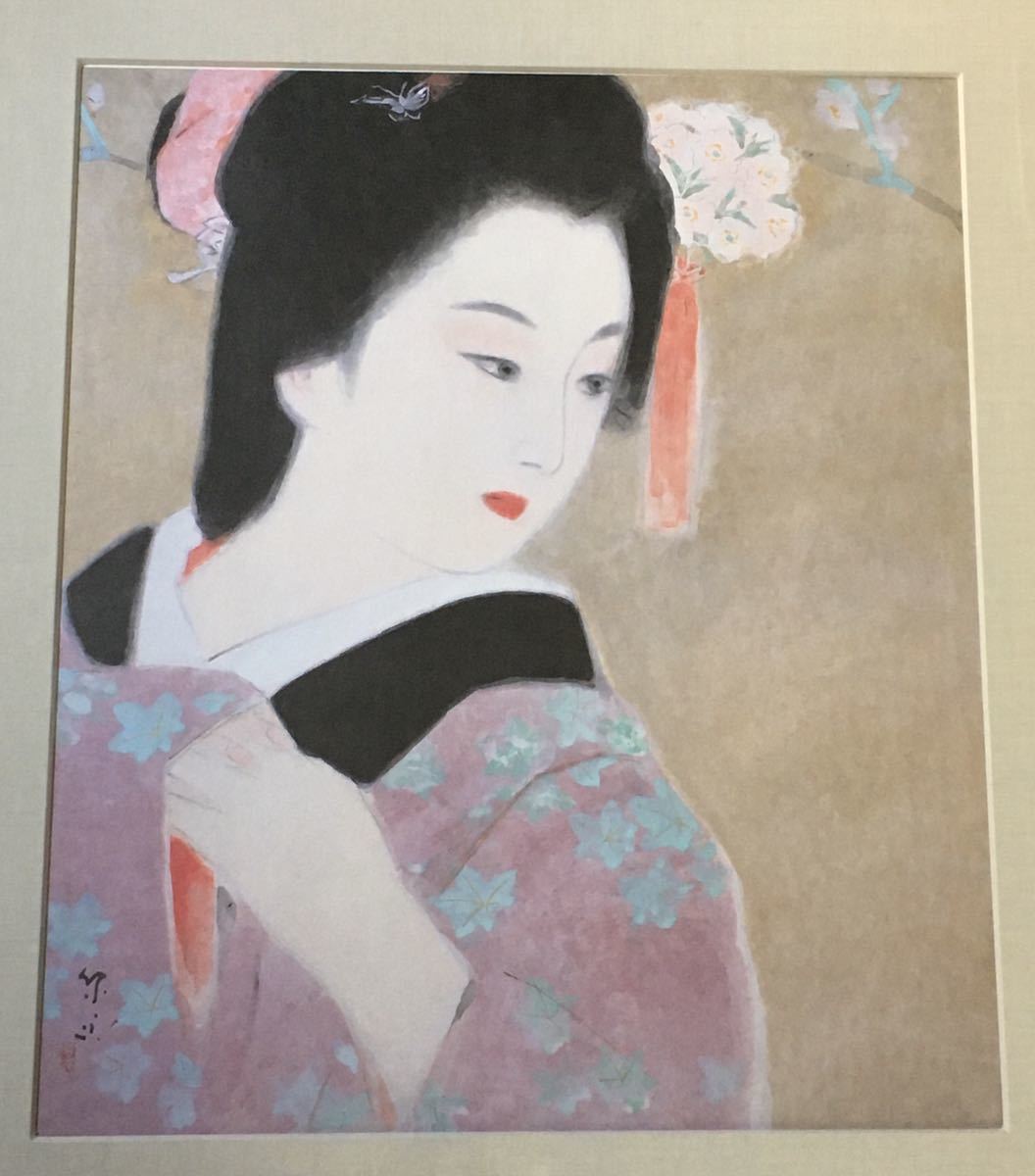 No3885額装　在銘　指水　美人画　燕柄着物　肉筆絹本　日本画　絵画 送料無料 No3885額装 在銘 指水 美人画 燕柄着物 肉筆絹本 日本画 絵画