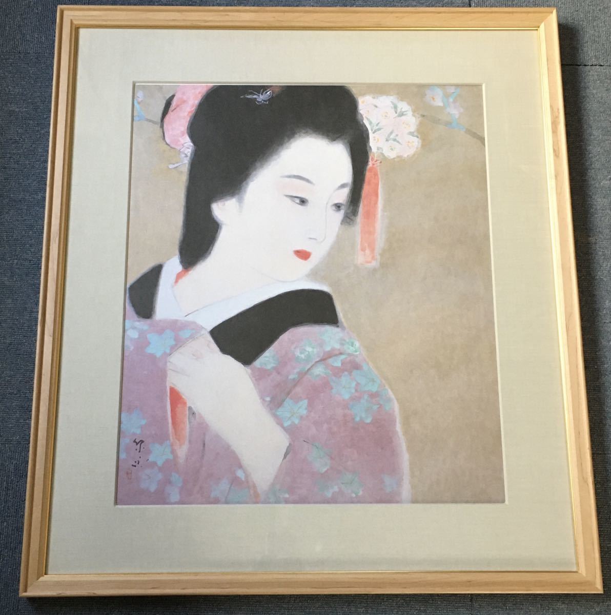 額装 複製画 日本画 在銘 美人画 人物画 舞妓 アートポスター 飾り物