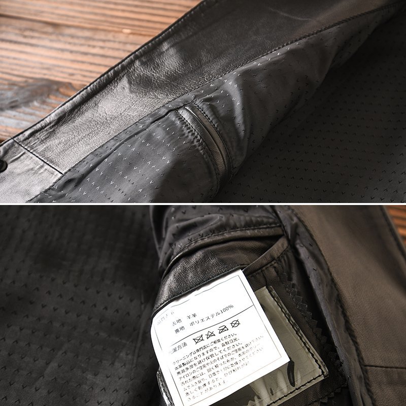 新品□高級ラムレザーコート□ KAPENG スタンドカラー 防風 3個ボタン