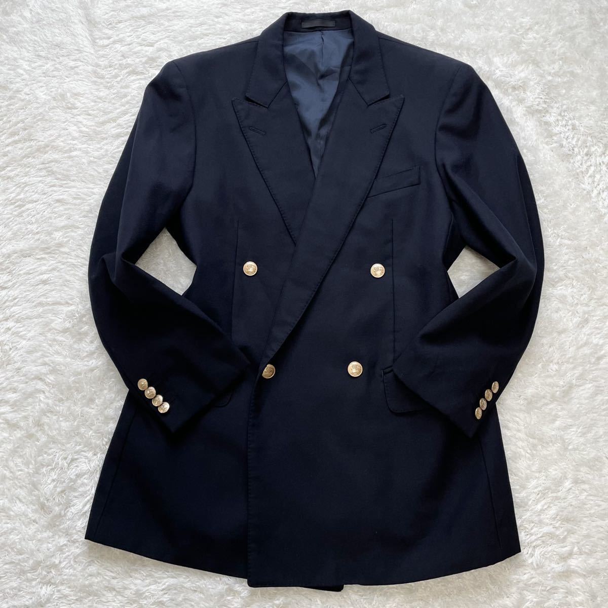 極美品XL位◎バーバリーロンドン BURBERRY 紺ブレザー 金ボタン 