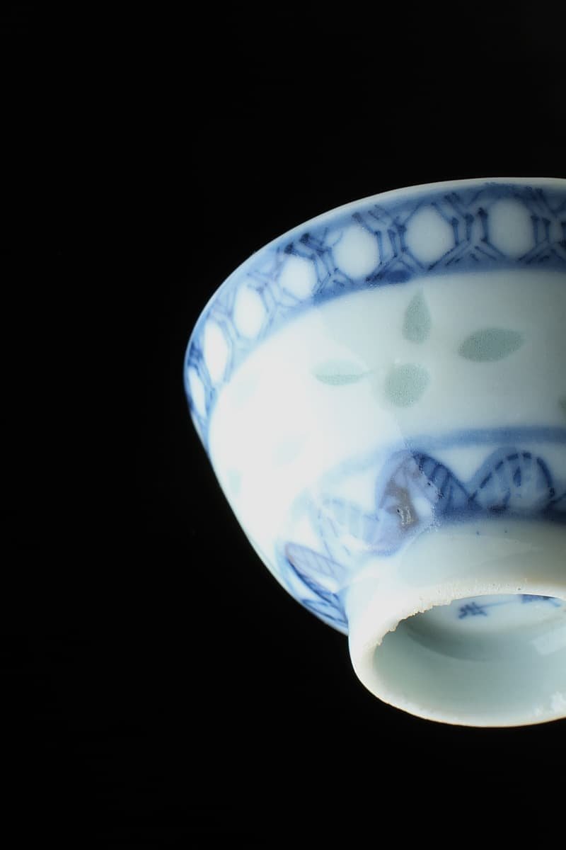 煎茶道具 康煕年製款 青花蓮花文 透蛍手煎茶碗 六客 H R7457 ホビー
