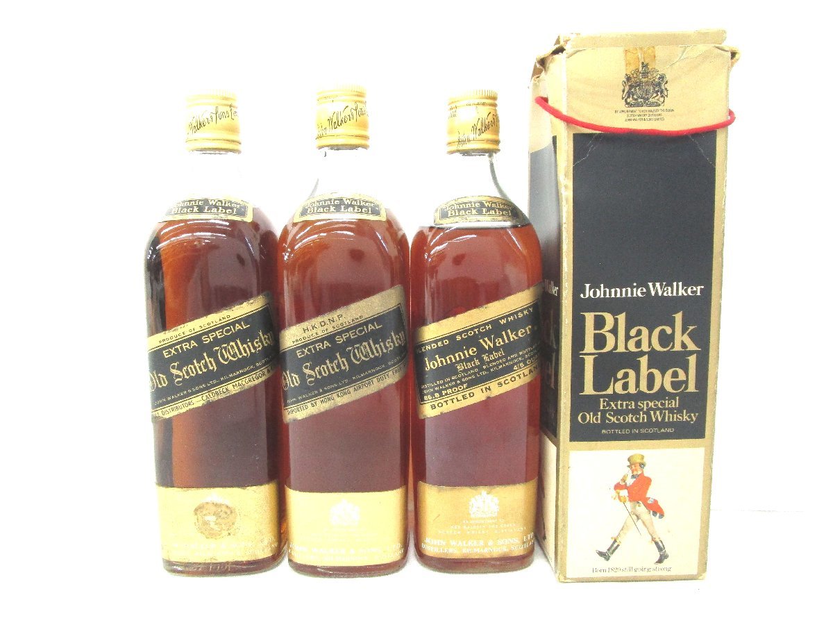 古酒 未開栓 Johnnie Walker Black Label 3本セット 古酒3本ジョニー