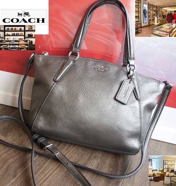 COACHコーチ/メタリックレザー/2wayデザインレザーショルダーバッグ 