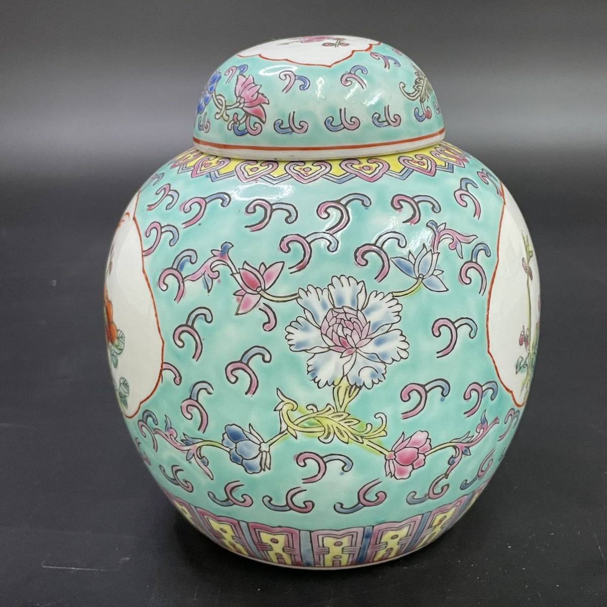景徳鎮 茶入 茶壺 茶器 中国工芸品 中国美術品 アンティーク 花鳥図