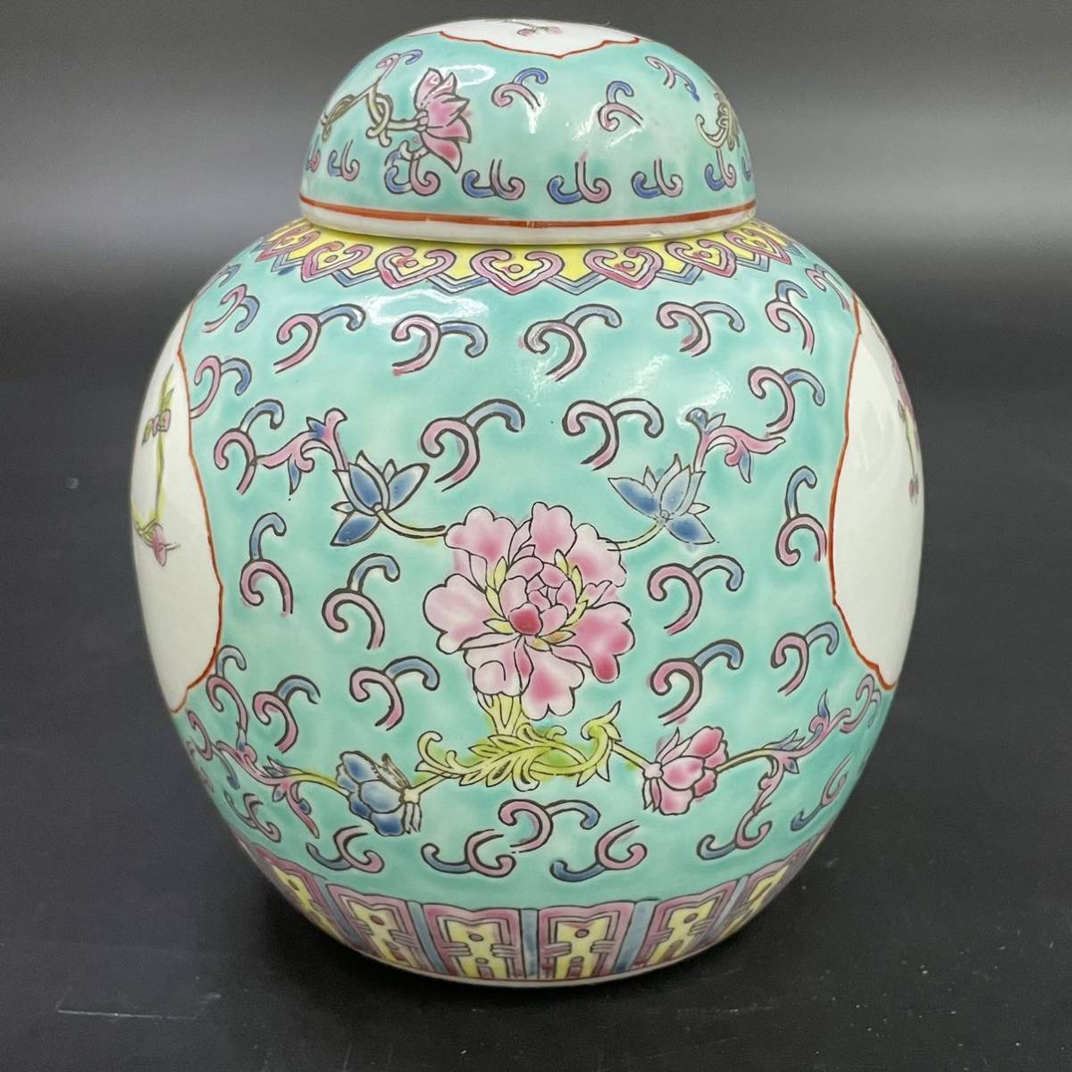 景徳鎮 茶入 茶壺 茶器 中国工芸品 中国美術品 アンティーク 花鳥図