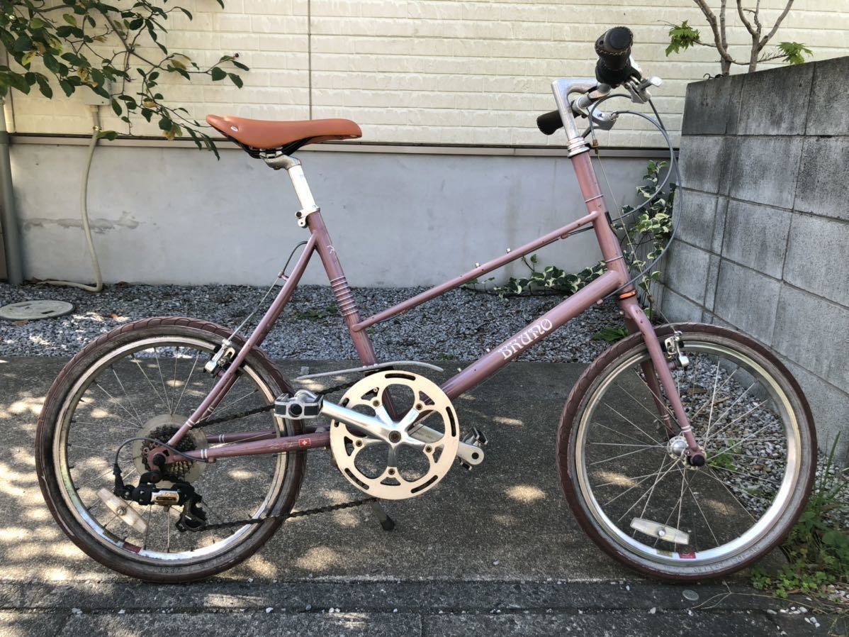 【手渡し限定 越谷市】ミニベロ BRUNO ブルーノ MIXTE ミキスト スモーキーパープル色 外装8段変速 サドル新品