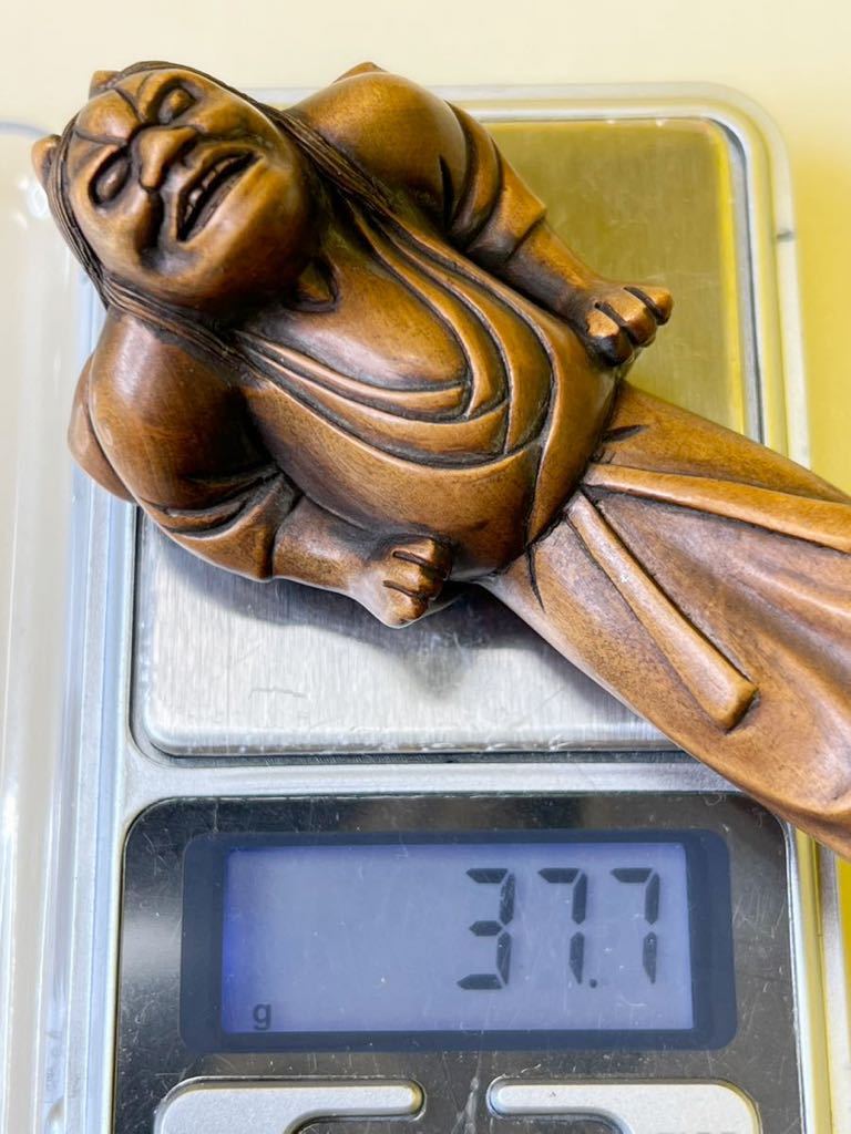 彫刻 　根付　光月铭　時代物 根付け 根付 時代物 松山在銘 細密彫刻 古董品 古美術 中古品 在銘