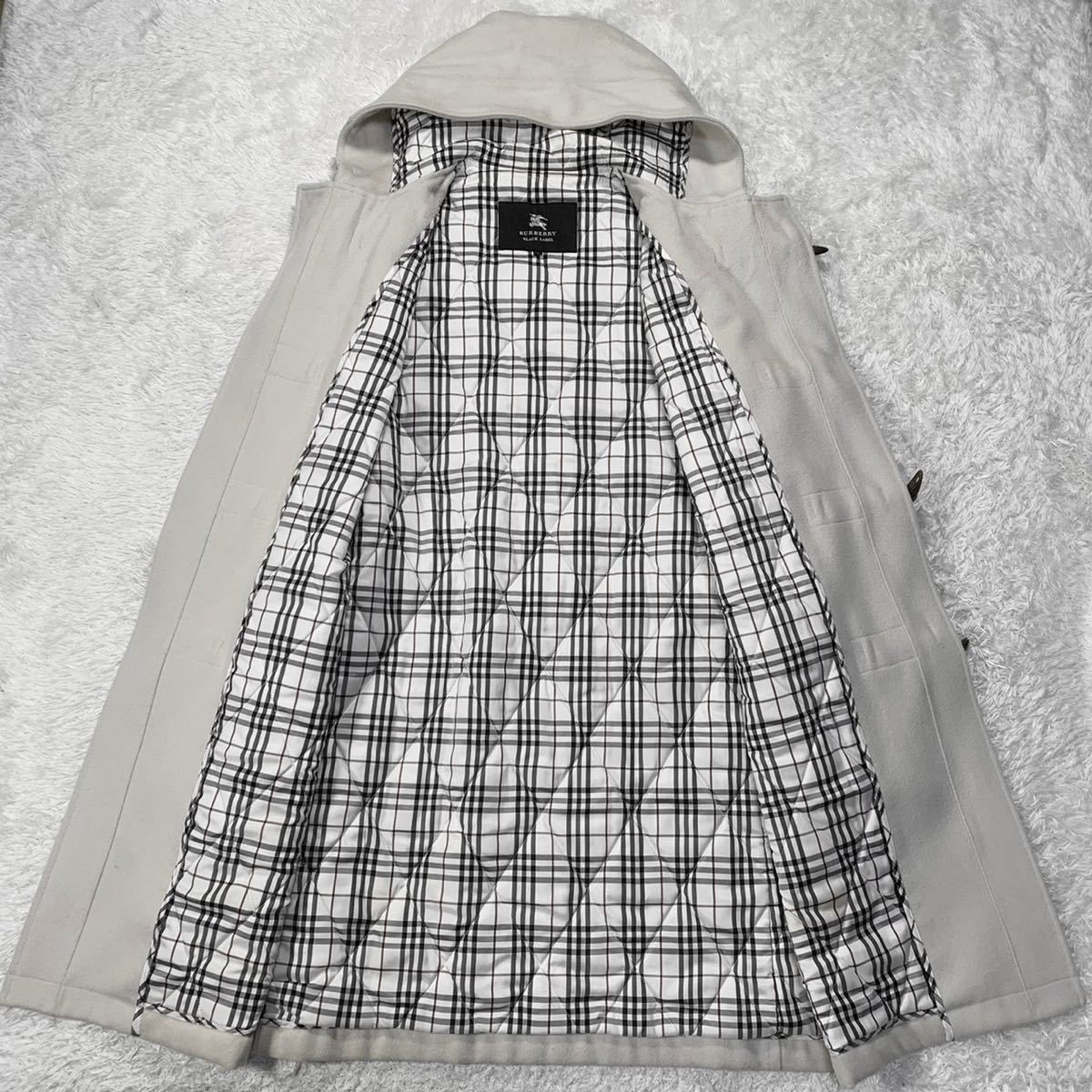 セール，人気セール 極美品 バーバリー ブラックレーベル ウール フード ダッフル コート ノバチェック L BURBERRY BLACKLABEL ジャケット ブルゾン アウター