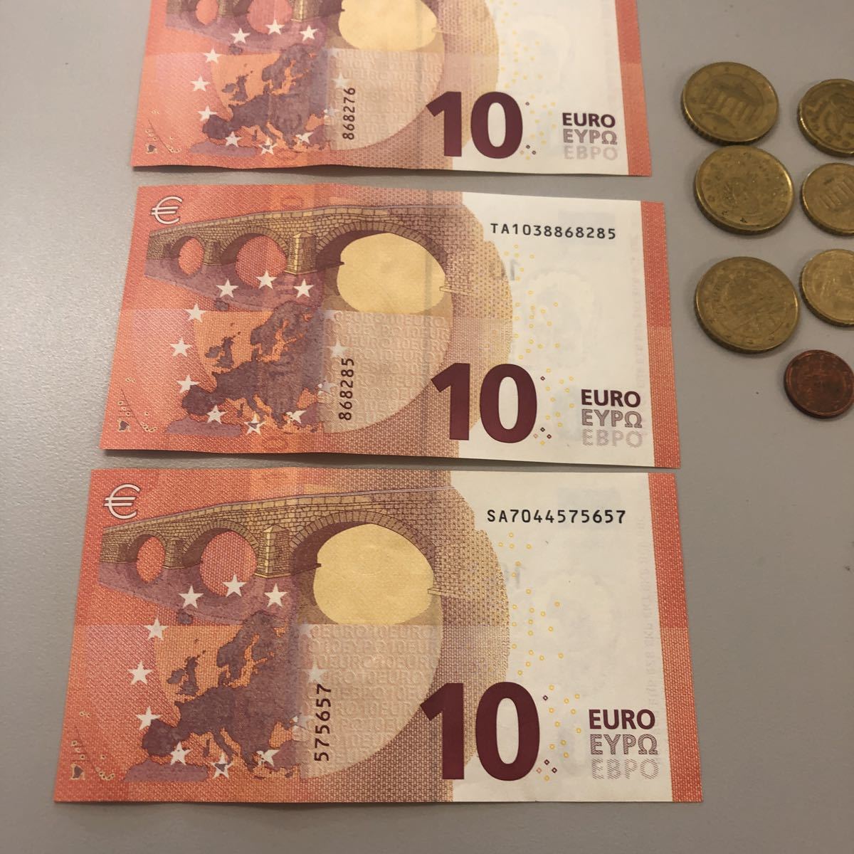 ◇EURO 20ユーロ ×1枚 10ユーロ×2枚 50セント×3枚 20セント×1枚 10セント×2枚 1セント×1枚 セット 紙幣 お札 外国銭◇