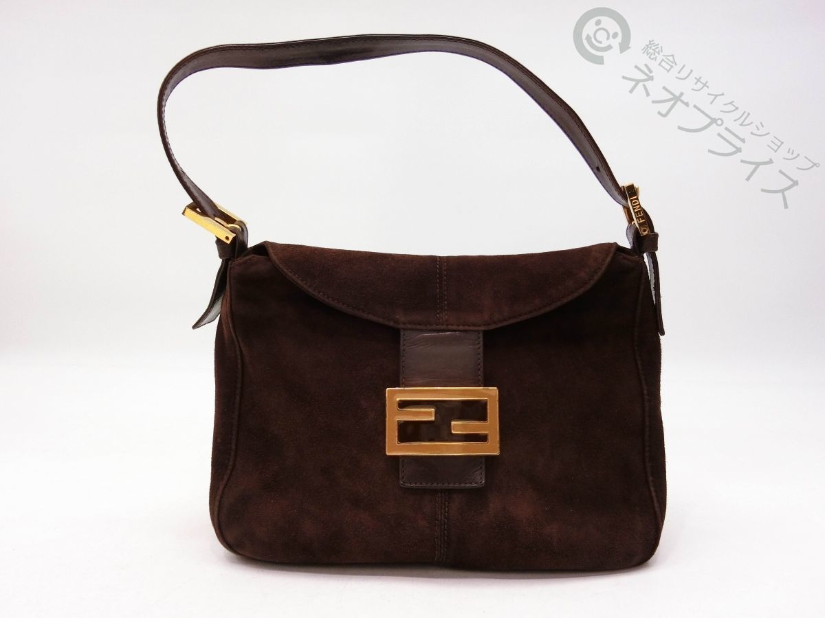 ◇S4148 FENDI フェンディ ロゴ金具 マンマ スエードレザー ショルダー 