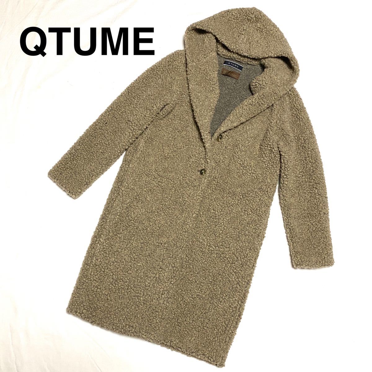 ☆美品☆QTUME クチューム☆ボアフリース フーデットコート☆38(M 