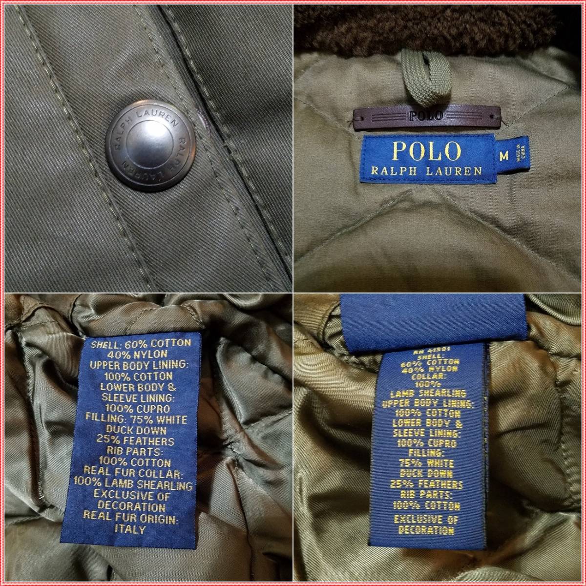 入手困難】POLO RALPH LAUREN ポロ ラルフローレン 現行 襟ムートン 襟 