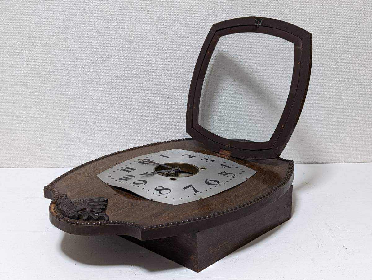 ◇希少品 年代物 レトロ掛時計8◇【ジャンク品】葉彫型掛時計 水谷時計