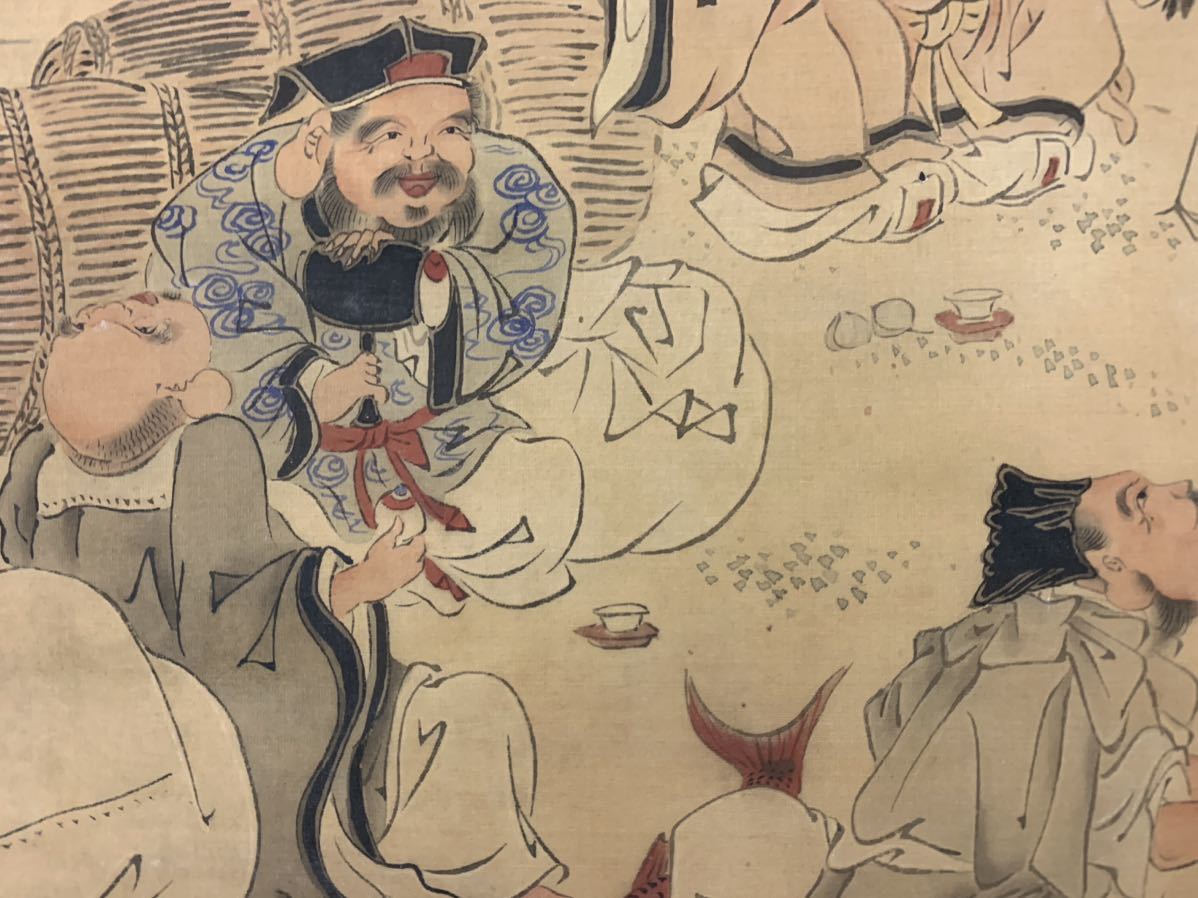 模写 鶻34 春嶺 七福神 掛軸 日本画 絹本 箱 約124×68㎝の入札履歴