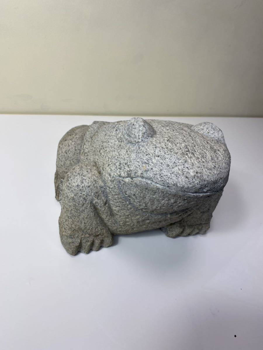 A6 カエル 置物 オブジェ 庭園 石彫 縁起物 インテリア 16.5kg 庭石 蛙