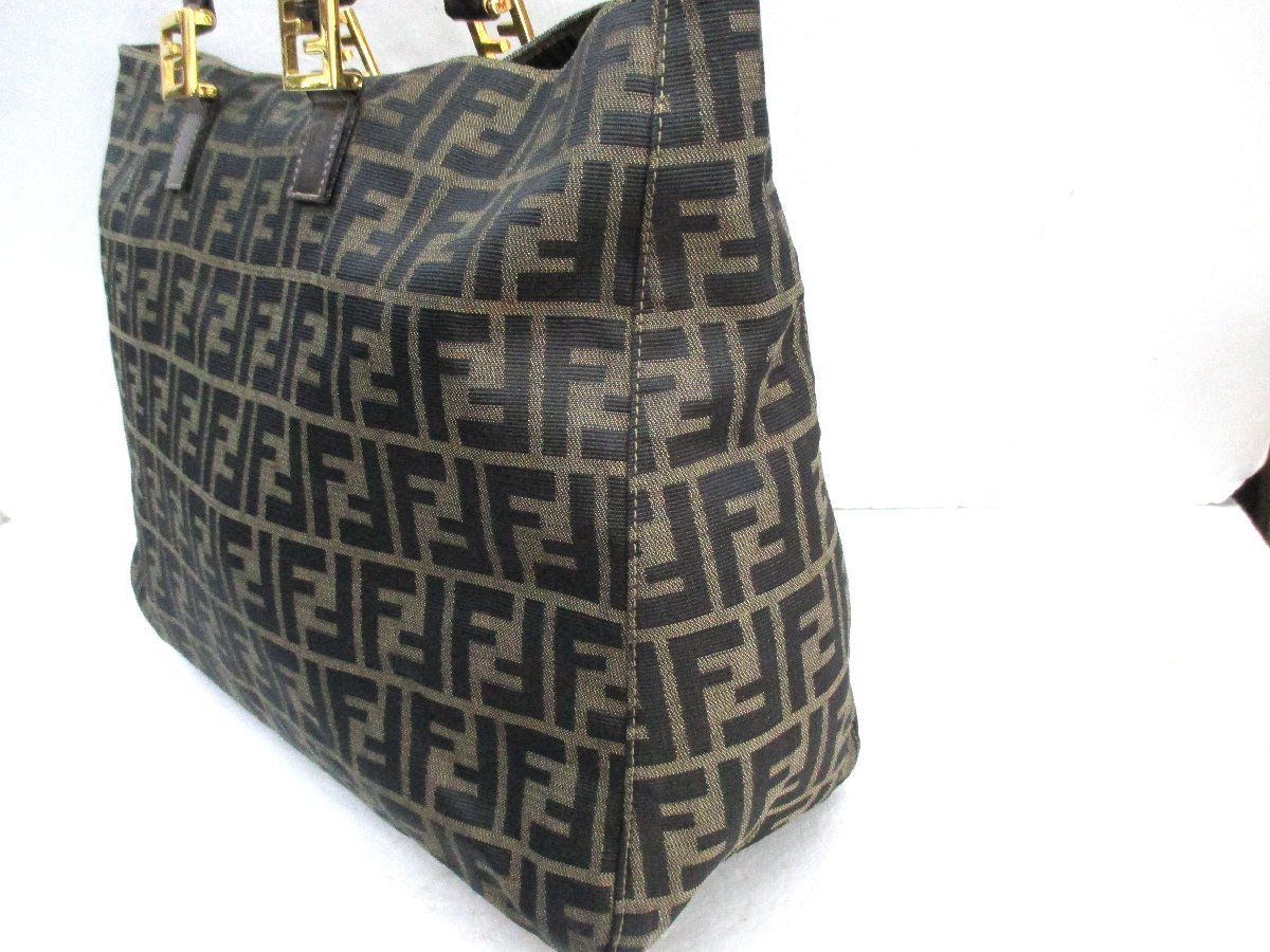FENDI トートバッグ フェンディ ズッカ ズッカ柄 キャンバス ブラウン 