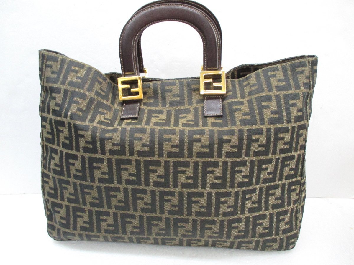 FENDI トートバッグ フェンディ ズッカ ズッカ柄 キャンバス ブラウン 