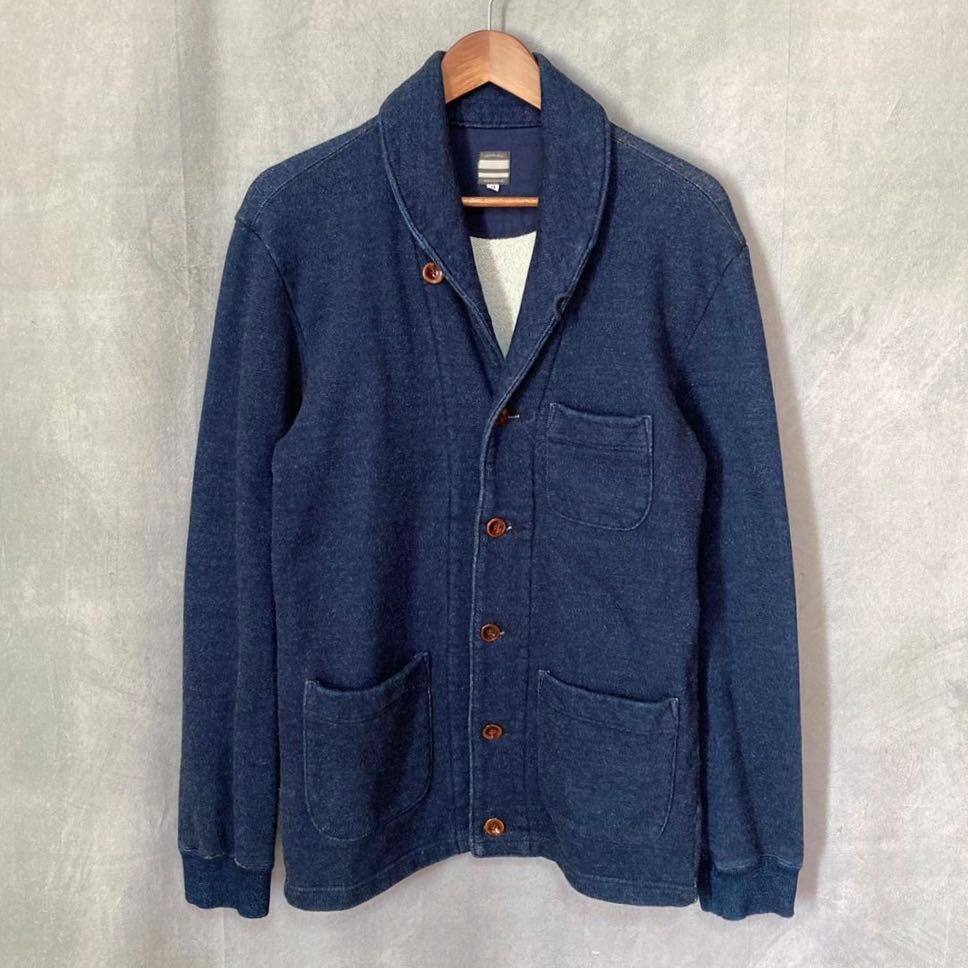 桃太郎ジーンズ　ショールカーディガン　スウェット　サイズM MOMOTARO JEANS 桃太郎ジーンズ 藍染め インディゴ スウェット