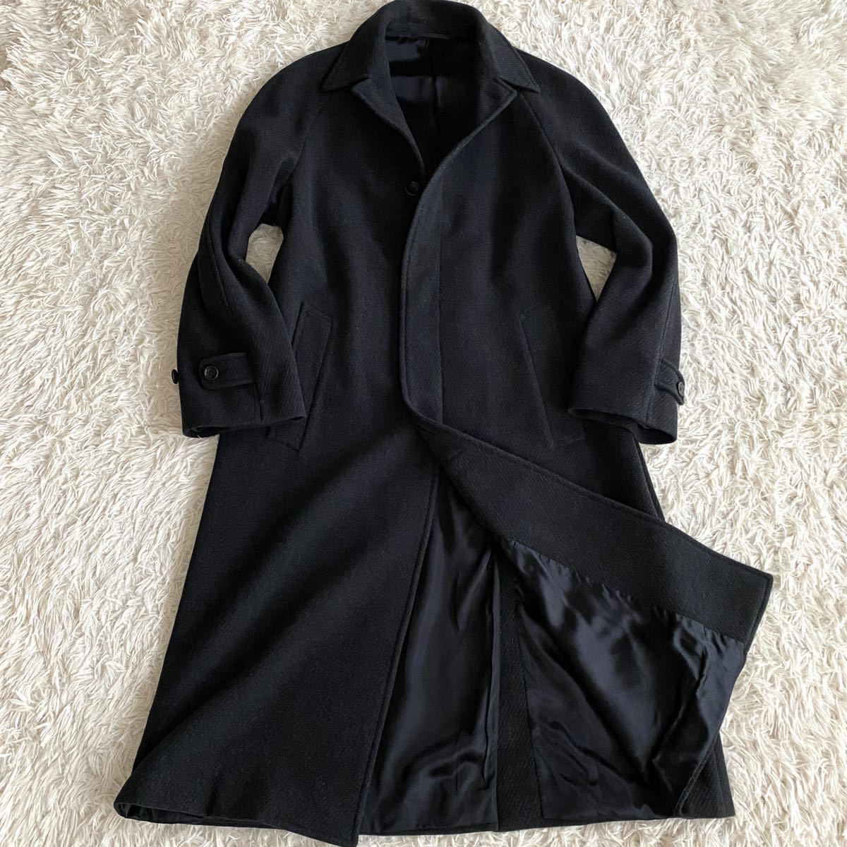 size46☆良品☆アルマーニコレツォーニ ステンカラーコート ブラック