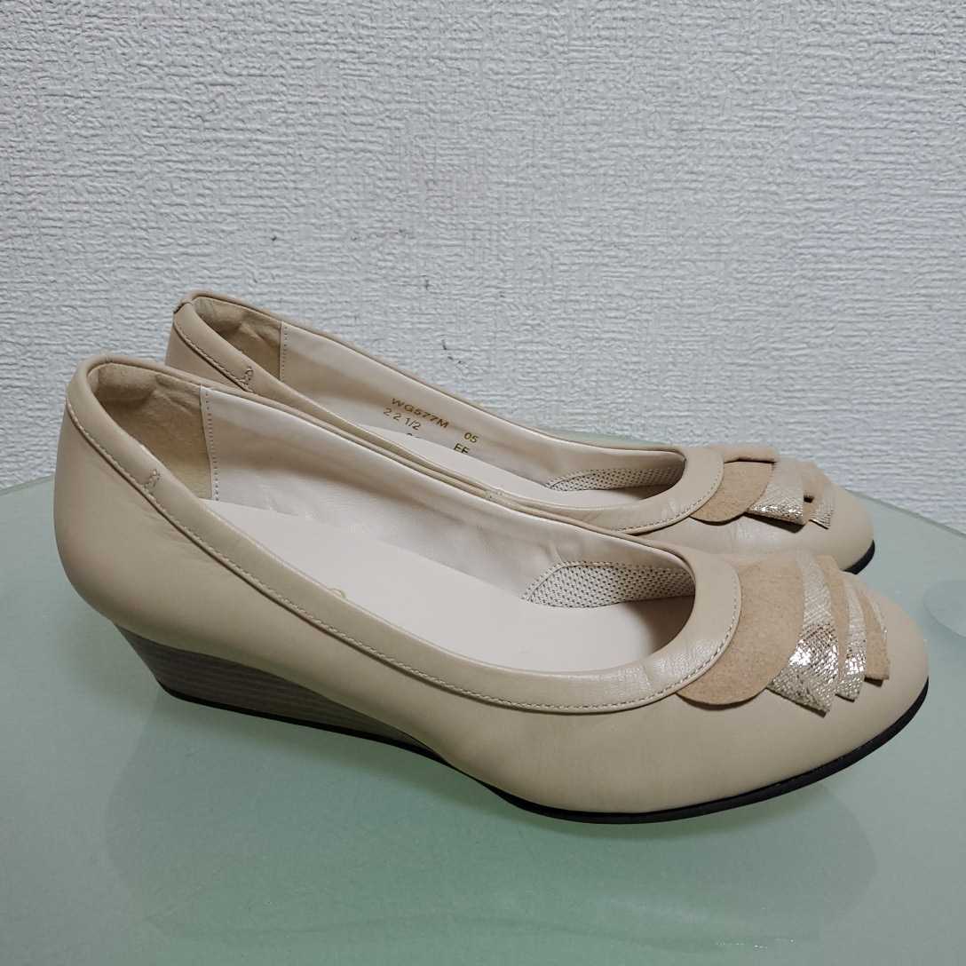 asics GIRO アシックス ジーロ レザー ウエッジ パンプス 22.5㎝ EE  