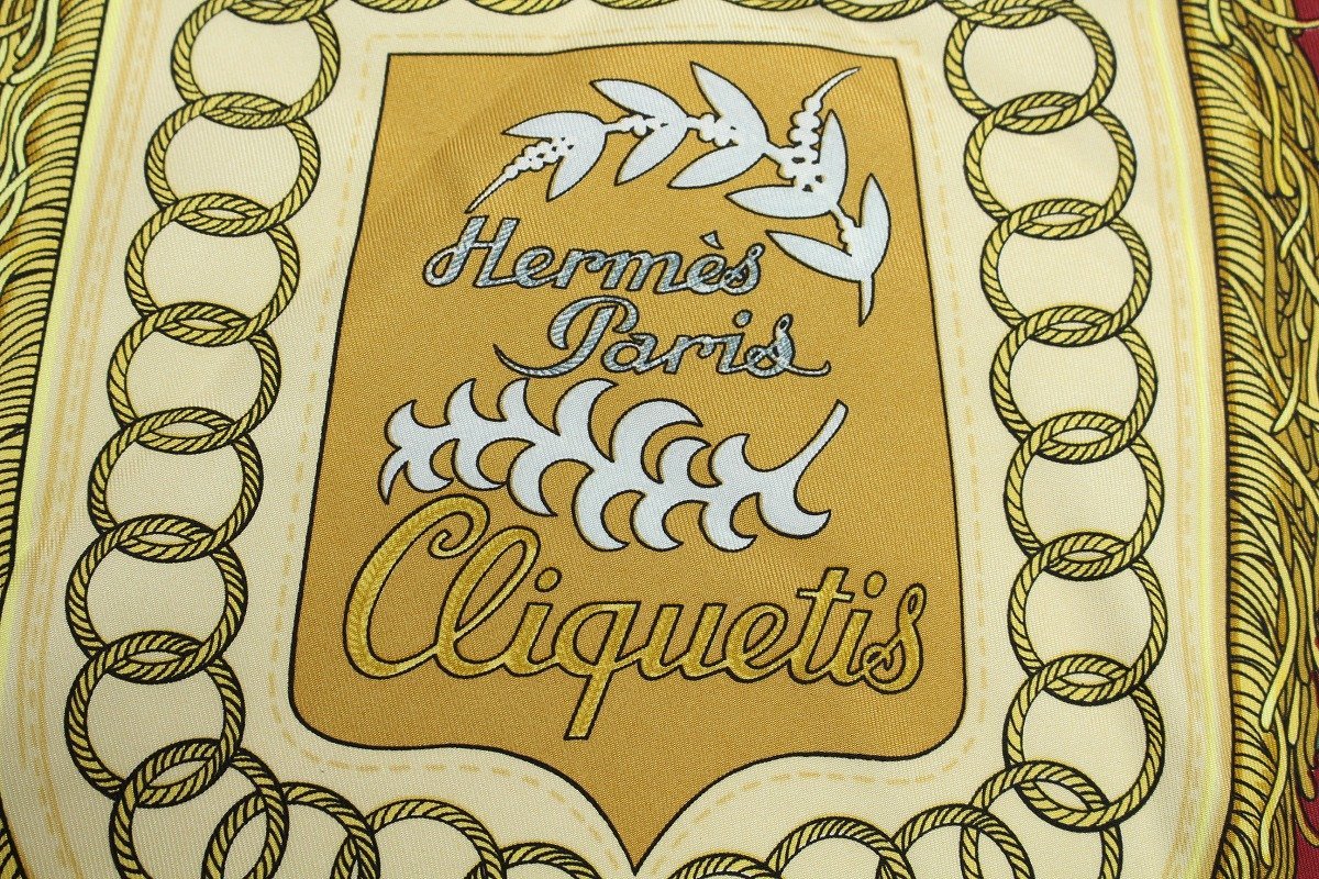 HERMES PARIS エルメス Cliquetis カレ 90 スカーフ 赤 レッド 白